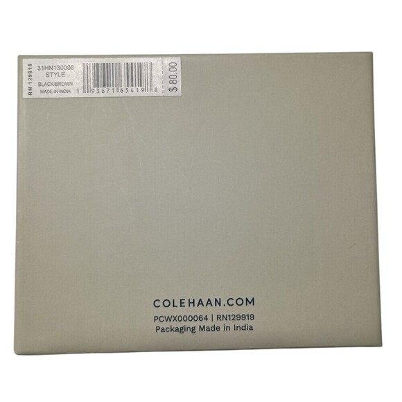 Cole Haan Leather Slim Billfold Wallet Brown Black Mens Classic Gift New in Box - Picture 7 of 7